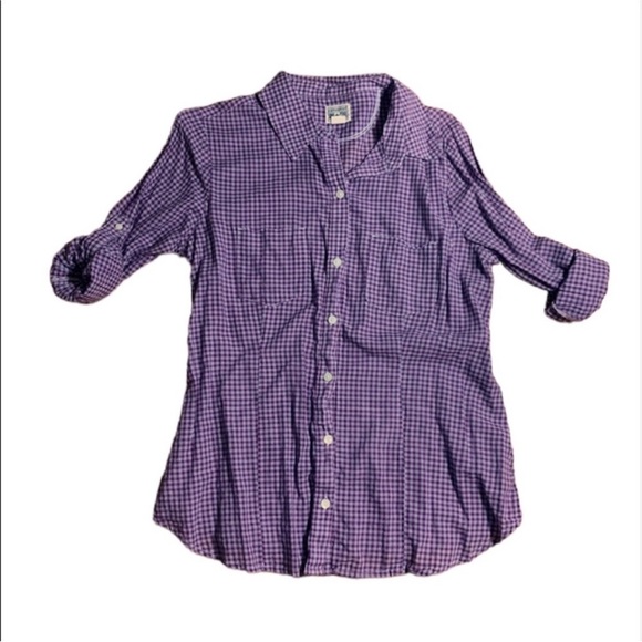 Converse lightweight purple plaid long sleeved button down - Picture 2 of 6